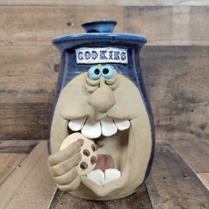 Freeman Loughridge Vintage 1993 Signed Face Cookie Jar Pottery‎ Art Limited Rare